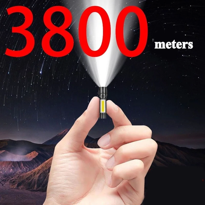 Rechargeable Led Flashlight Super Bright Mini Work Light 3 Modes Waterproof Portable COB Tactical Torch Zoomable Camping Lantern | Лампы и