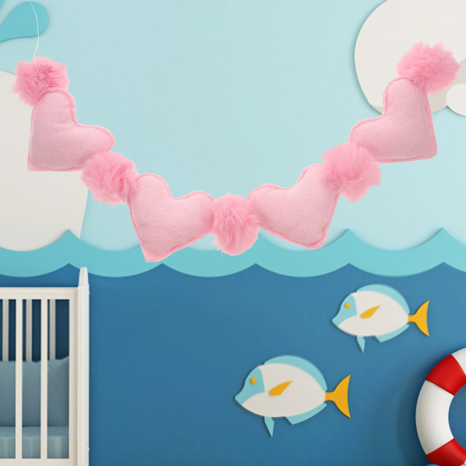 

Garland Pom Heart Felt Banner Day Wedding Decoration Wall Party Garlands S Valentine Valentines Hanging Ornament Decor Bunting