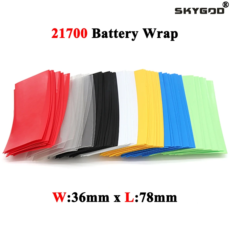 

20~500Pcs 21700 Battery Film Tape PVC Heat Shrink Tube Precut Shrinkable Sleeve Tubing Protect Pipe Cover for Batteries Wrap