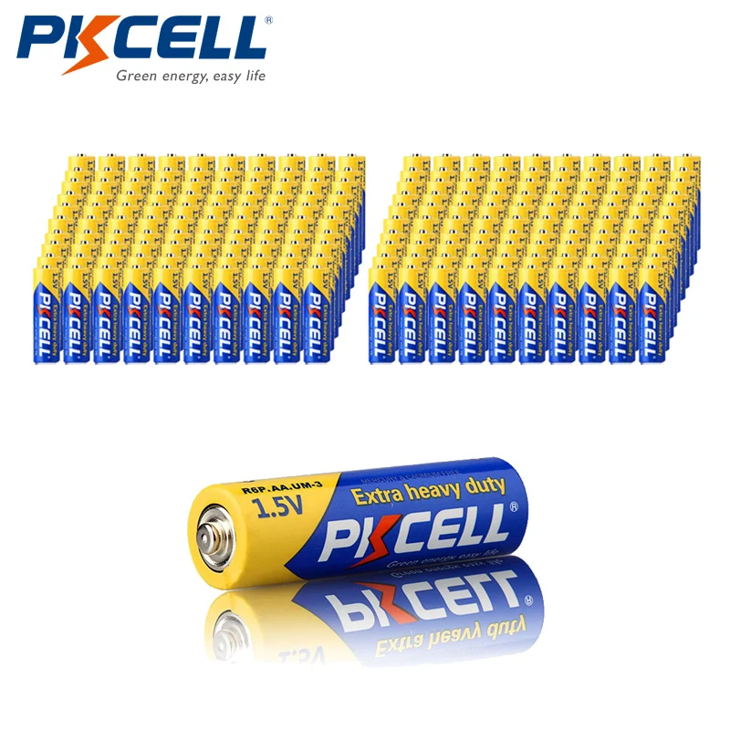 

200 x PKCELL AA R6P первичные батареи 1,5 в сверхмощная батарея Doulble A углеродно-Цинковый аккумулятор, оптовая продажа