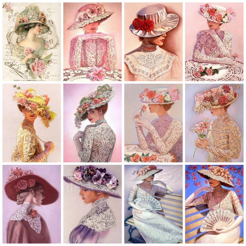 

Алмазная картина JIEME для леди, Круглая Мозаика для вышивки крестиком, портрет, домашний декор