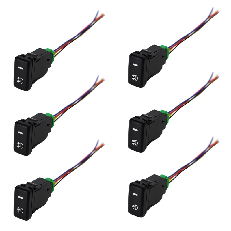 

6X Auto Retrofit Switch Waterproof Toggle Switch Fog Lamp Switch With 4 Line For Toyota Lexus White Light