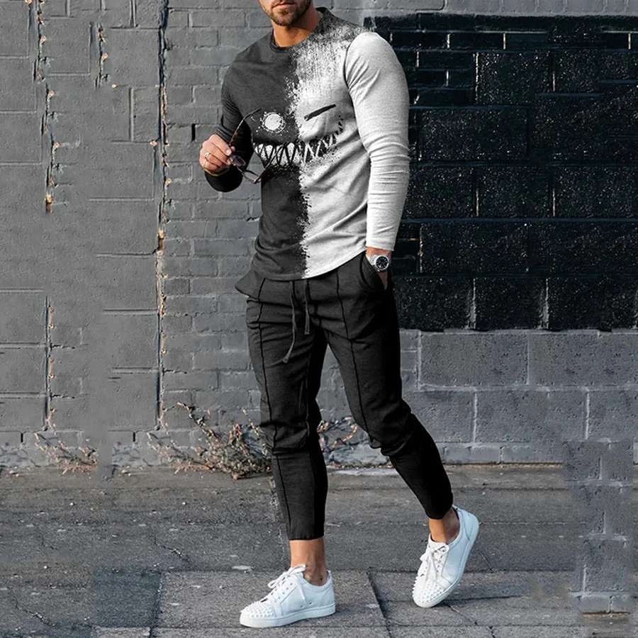 Summer Tracksuit Men's Long Sleeve T-Shirt  2 Piece Set 3D Printed Street Best Style Oversized Jogging Suit Casual Trousers