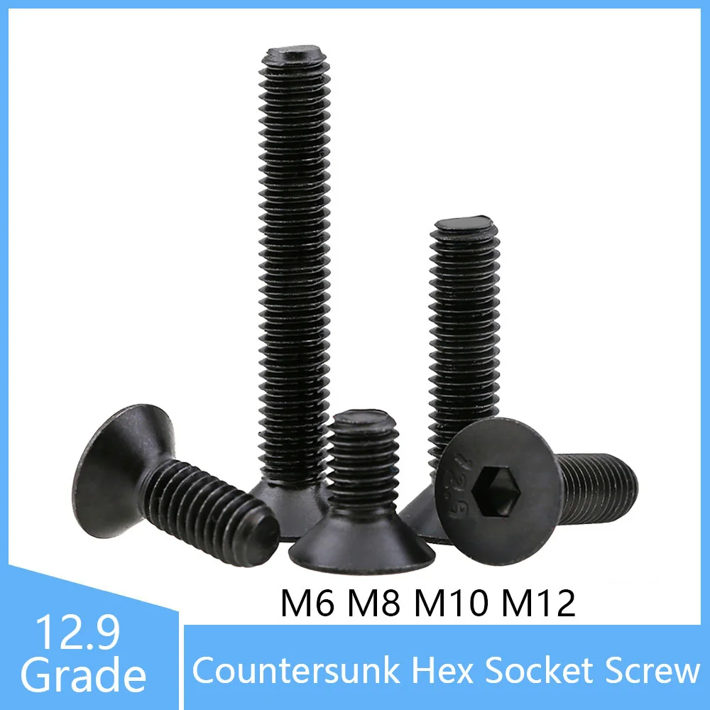 

1/2/5Pcs M6 M8 M10 M12 Countersunk Allen Key Bolts Grade 12.9 Flat Head Hex Socket Screw