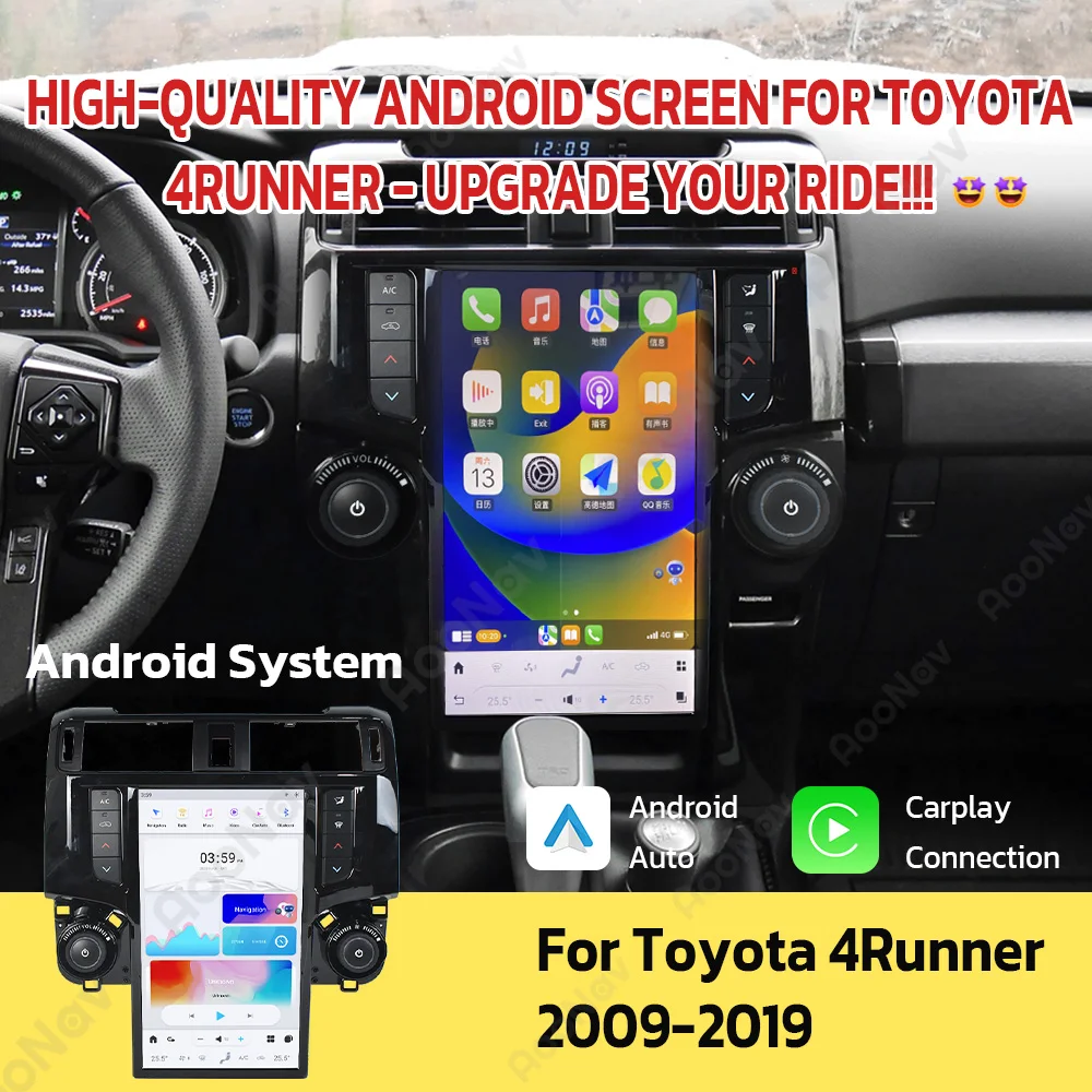 

13,6 "Android экран для Toyota 4runner 2009-2019, автомобильное радио, GPS, мультимедийный Головной блок, автомобильный беспроводной Carplay