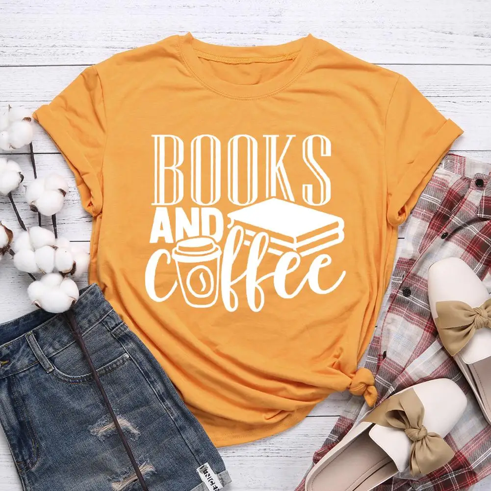 

Fashion Books Coffee T-shirts Women Men Neutral Short Sleeve T-shirt Cotton Daily Casual Tops S-XXXL