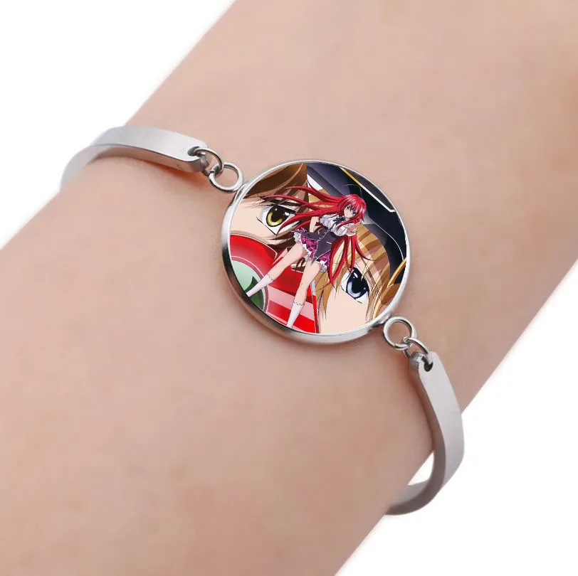 

Women Girls Cartoon Bracelet Silver Plated Bracelet Time Gem Wristband Kids Birthday Gift For Anime High School DxD Bangle