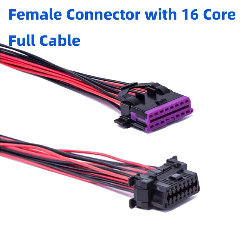 Смонтируемый открытый Obd-провод с 16-контактным гнездовым разъемом, jзум OBD2, с 16-жильным полным кабелем, универсальный автомобильный OBD-разъем для Honda/VW/Kia
