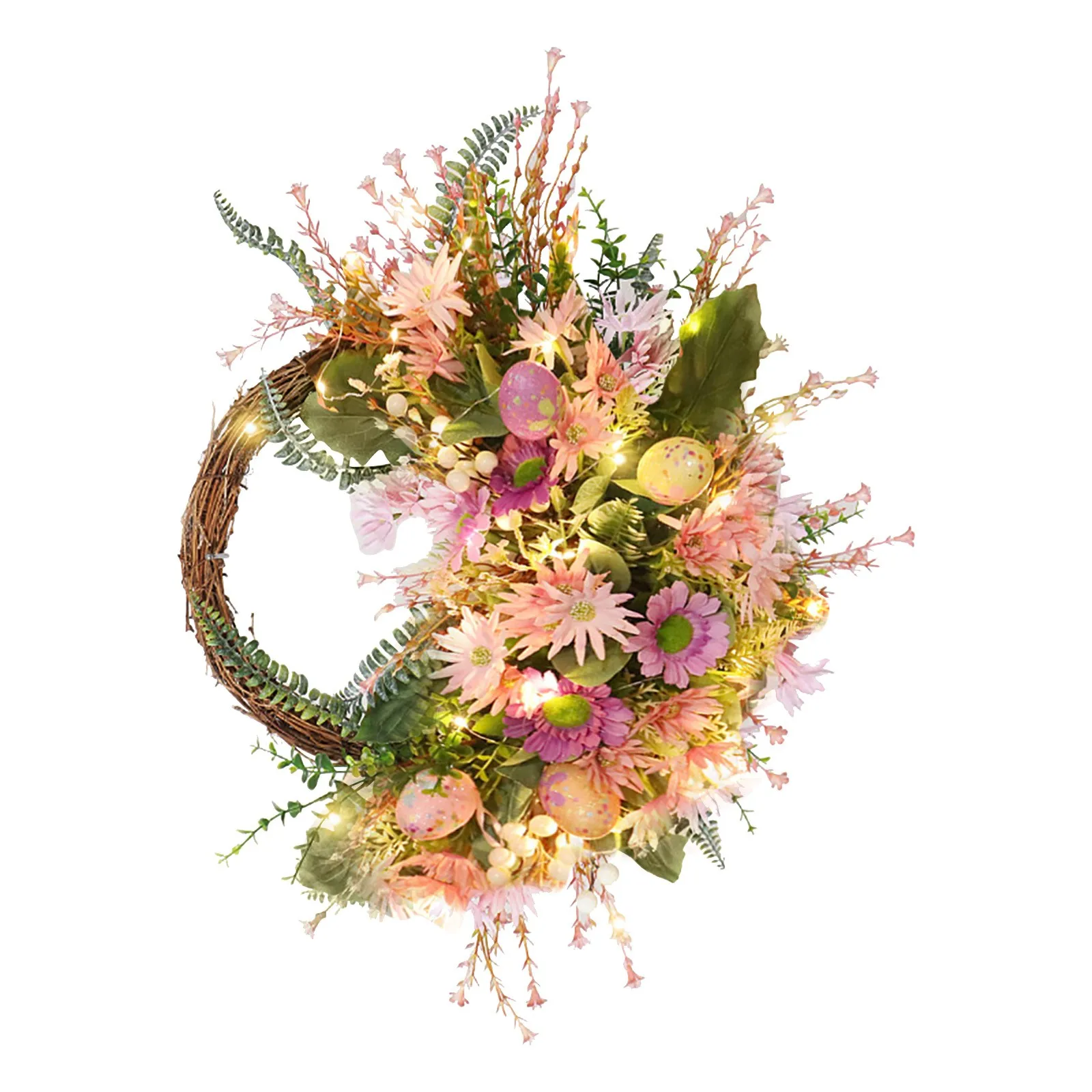 

Door Vines Dried And Easter Party Wreath Flowers Wall Decorative Decoration Spring/Summer Easy Bow for Pink for Front Door