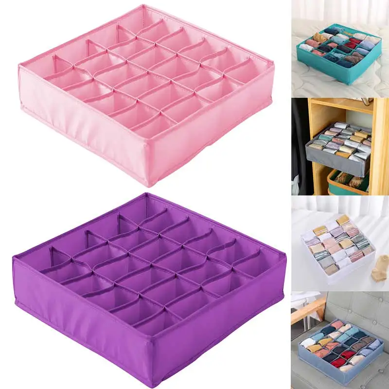 

24 Grids Women's Panties Sock Storage Organizer Foldable Cabinet Drawer Organizers Clothes Underwear Underpants Bra Storage Box