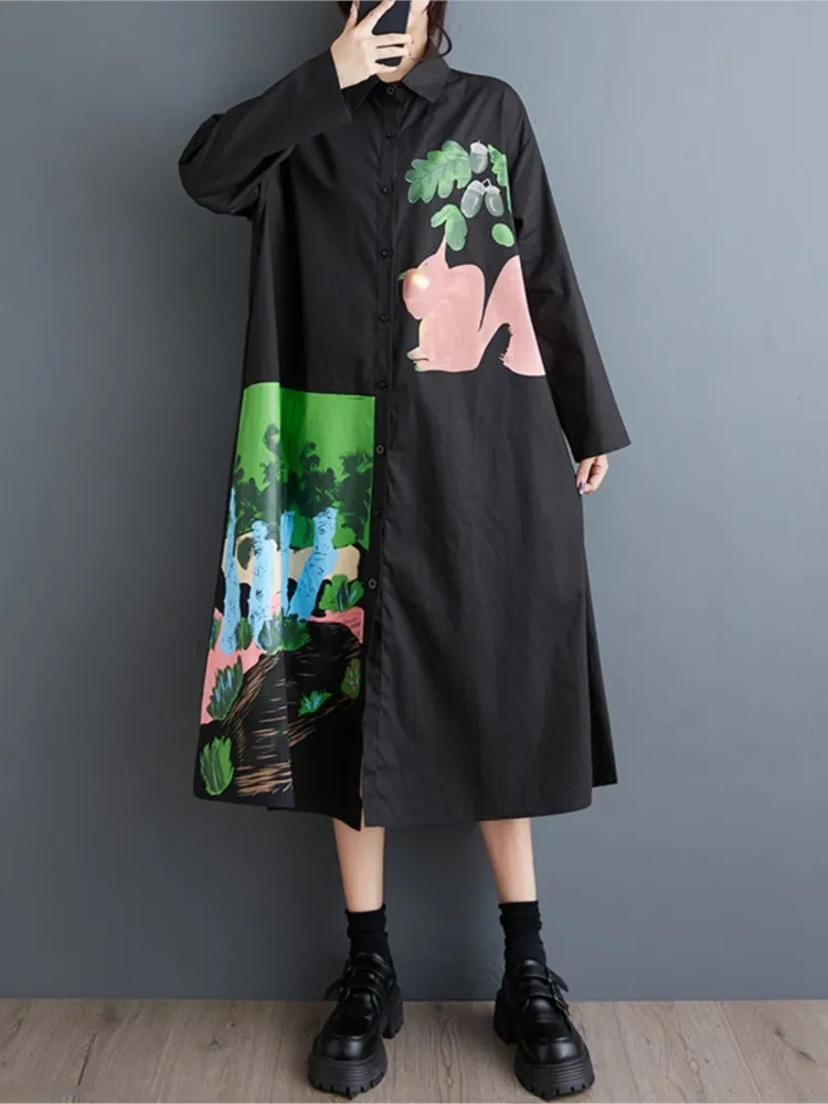 Женское платье с длинным рукавом свободного покроя