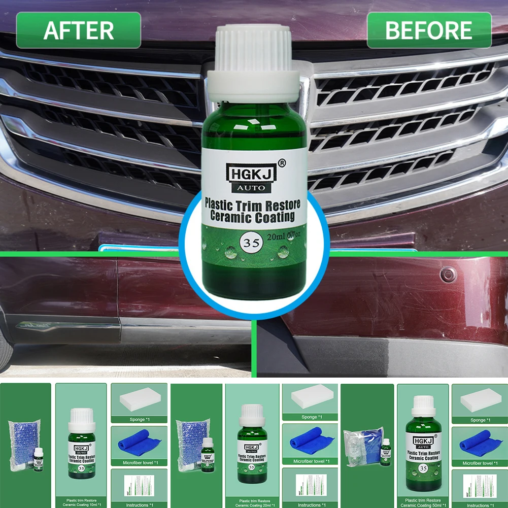 

Car Plastic Part Polish Restoration Long-Lasting Repair Renovator Set Restore Ceramic Coating With Sponge Microfiber Towel