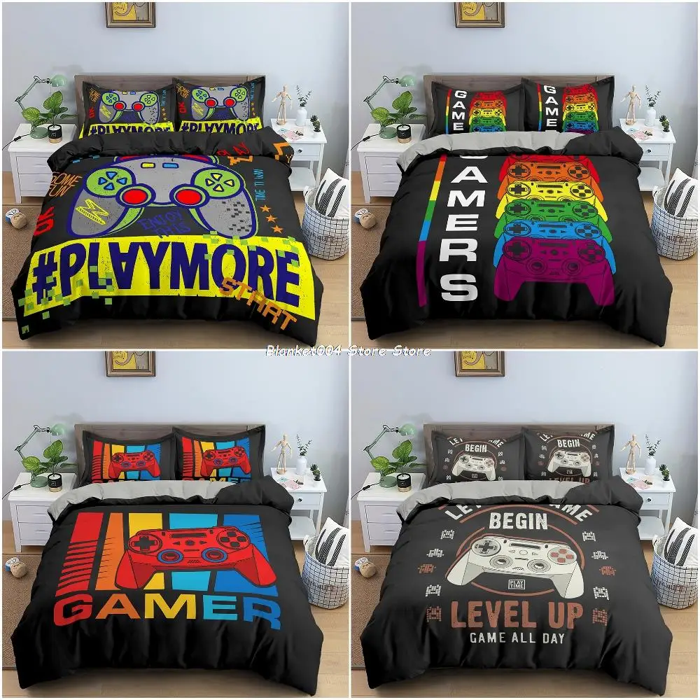 

Gamepad Comforter Cover Twin Size Play Gamer Bedding Set Kids Young Man Video Games Duvet Cover for Teen Child Game Room Decor