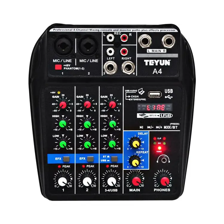 

Звуковая консоль A4, Bluetooth, USB, 4 канала