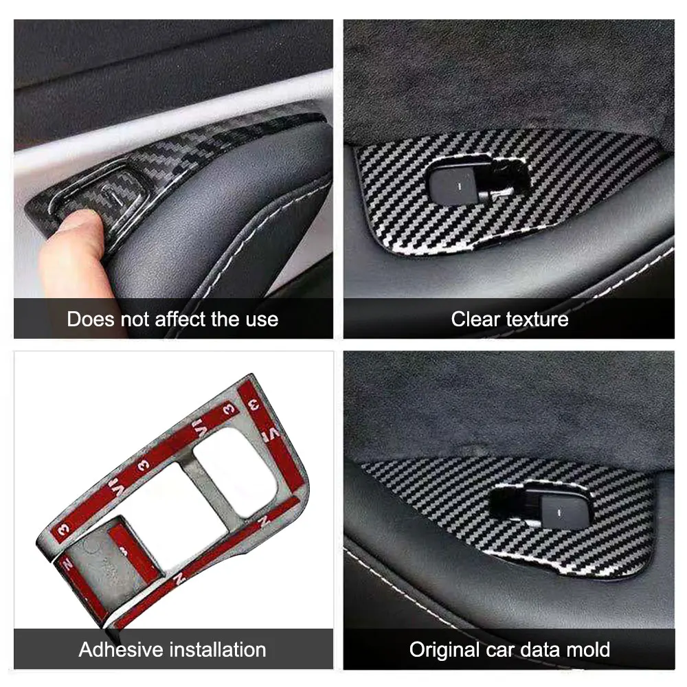 For Tesla 2021 Model 3 Y 14pcs ABS Carbon Fiber Car Window Lifter Switch Trim Decoration Patches Protector Covers Stickers | Автомобили и