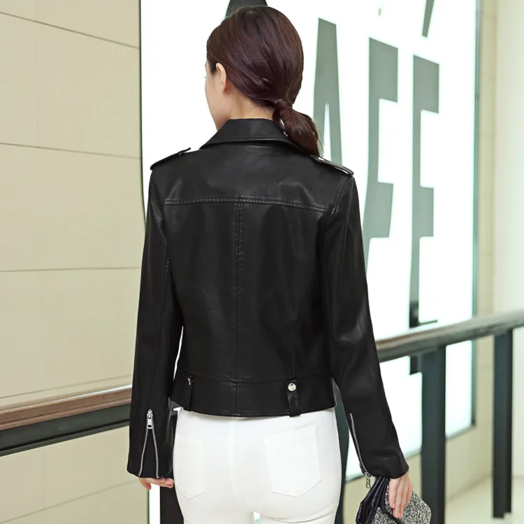 Slim Skinny Vintage Fashion Faux Leather  Jaqueta Feminina Jackets Women Jacket Autumn Winter Jacket Women Short Top Black