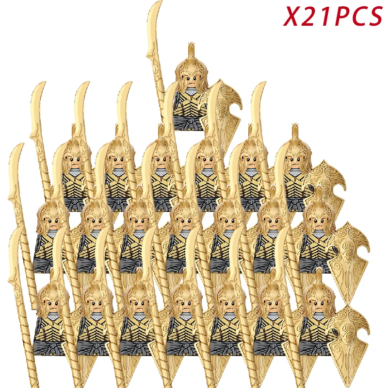 

21pcs Medieval Knights Group Elf Dwarf Uruk-hai Figures Accessories Armor Helmets Building Block Educational Toys For Children