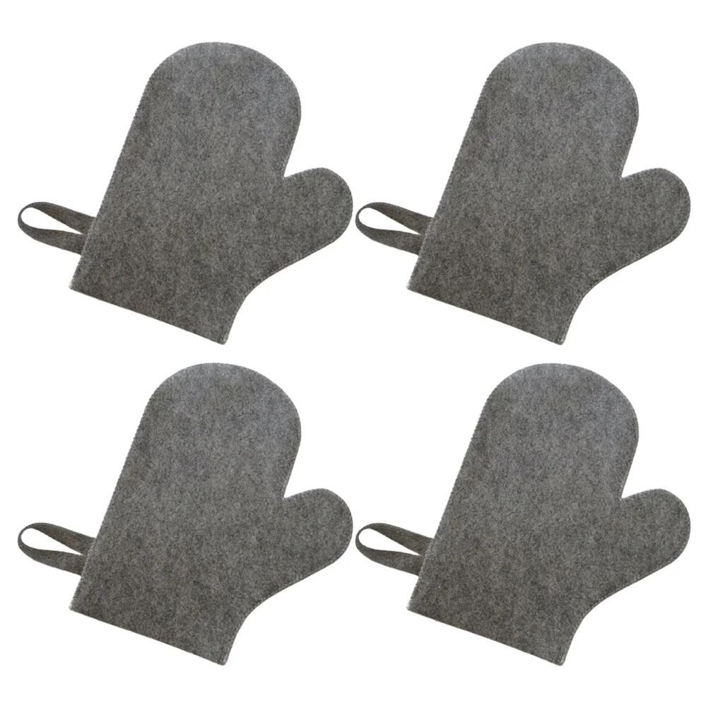 

4 Pcs Absorb Water Bath & Bathing Accessories Body Scrubbers Felt Sauna Room Mitts