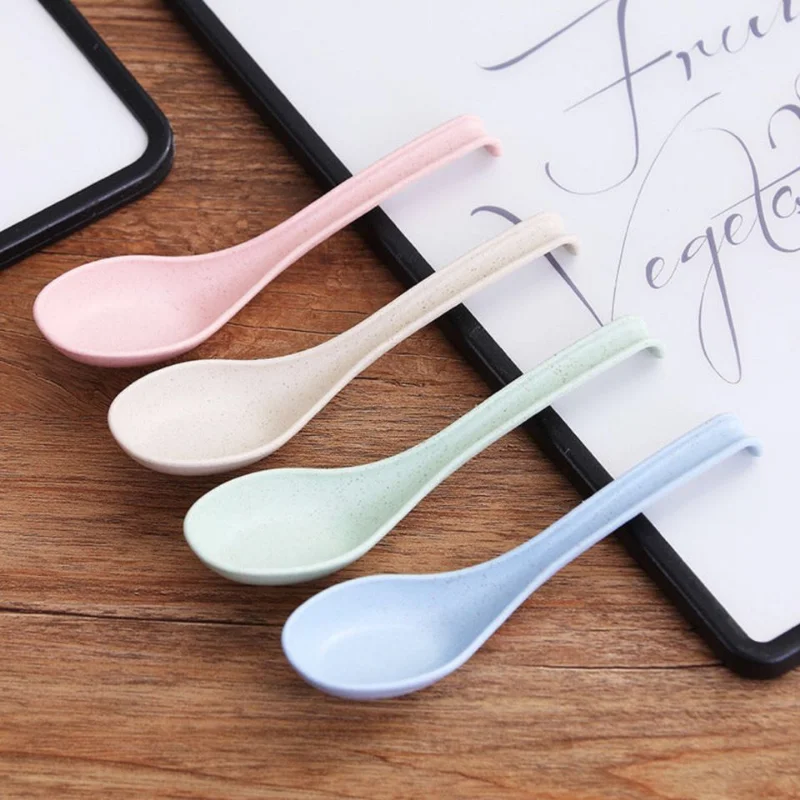 Wheat Straw Dinnerware Soup Spoons Japanese Rice Spoons  Sauces Soup Spoon Porridge Spoon  Ramen Pho Wonton Dumpling  R009 images - 6