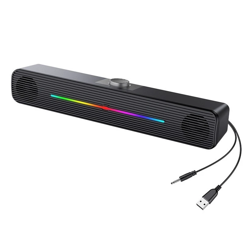 

HTHL-RGB Soundbar компьютерная аудиосистема игровой ноутбук Настольный компьютер USB проводной светоизлучающий сабвуфер динамик