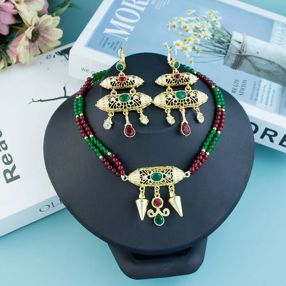 Neovisson марокканский Блестящий чокер ручной работы с длинным крючком серьги-капли