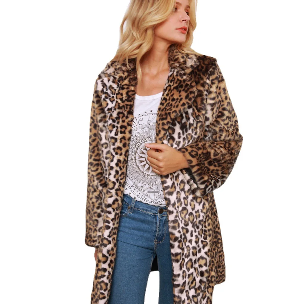 Leopard  Loose Long Fur Coat  Autumn and Winter Coat Winter Women's Coat Leopard Long Faux Fur Coat  Streetwear  Vintage Clothes