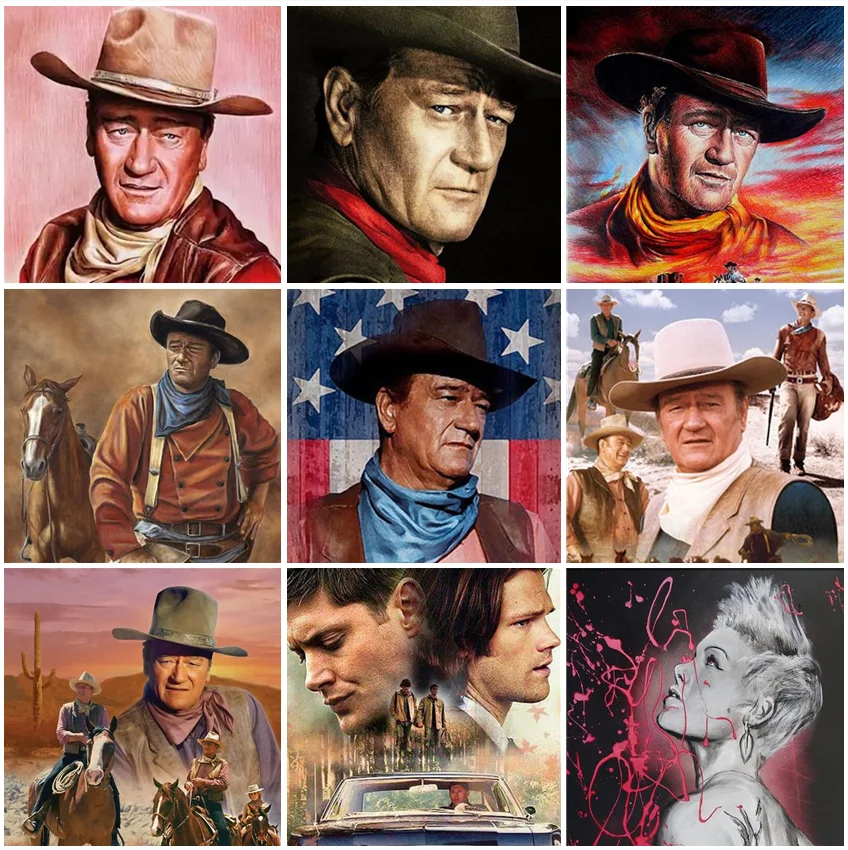 

Painting By Numbers Cowboy John Wayne DIY Kits HandPainted On Canvas With Framed Oil Picture Drawing Coloring By Numbers