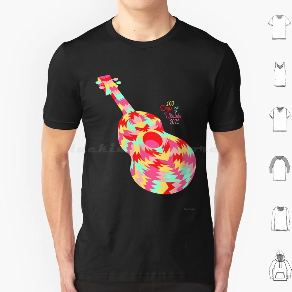2021 г. несколько штук: 1-Brights-100 дней укулеле футболка 6xl хлопковая крутая Uke 100