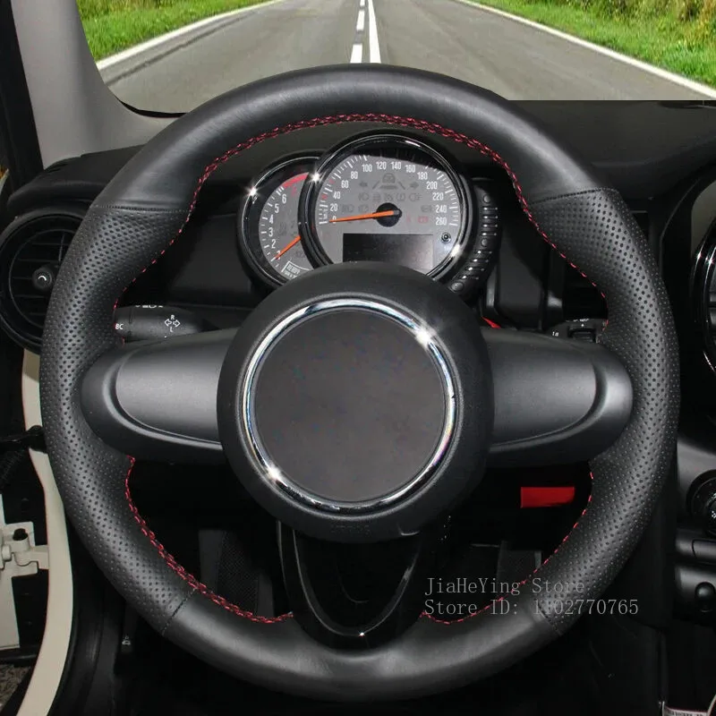 Фото Кожаный чехол на руль ручной работы с противоскользящим покрытием для Mini Cooper Coupe Clubman Countryman, аксессуары для интерьера №1