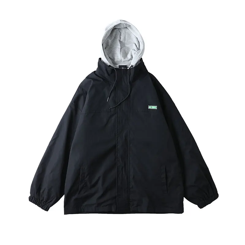 

M-5XL Plus Size Women's Jacket with Hooded Zipper Fly Long Sleeve Streetwear Coat Autumn Spring Big Fake Two PCS Clothing Woman