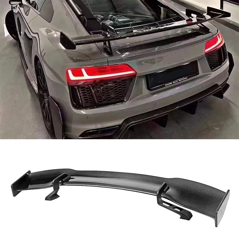 

For Audi TT TTS RS4 RS5 RS7 R8, refit the real carbon fiber upside down big tail perforated fixed wing rear spoiler