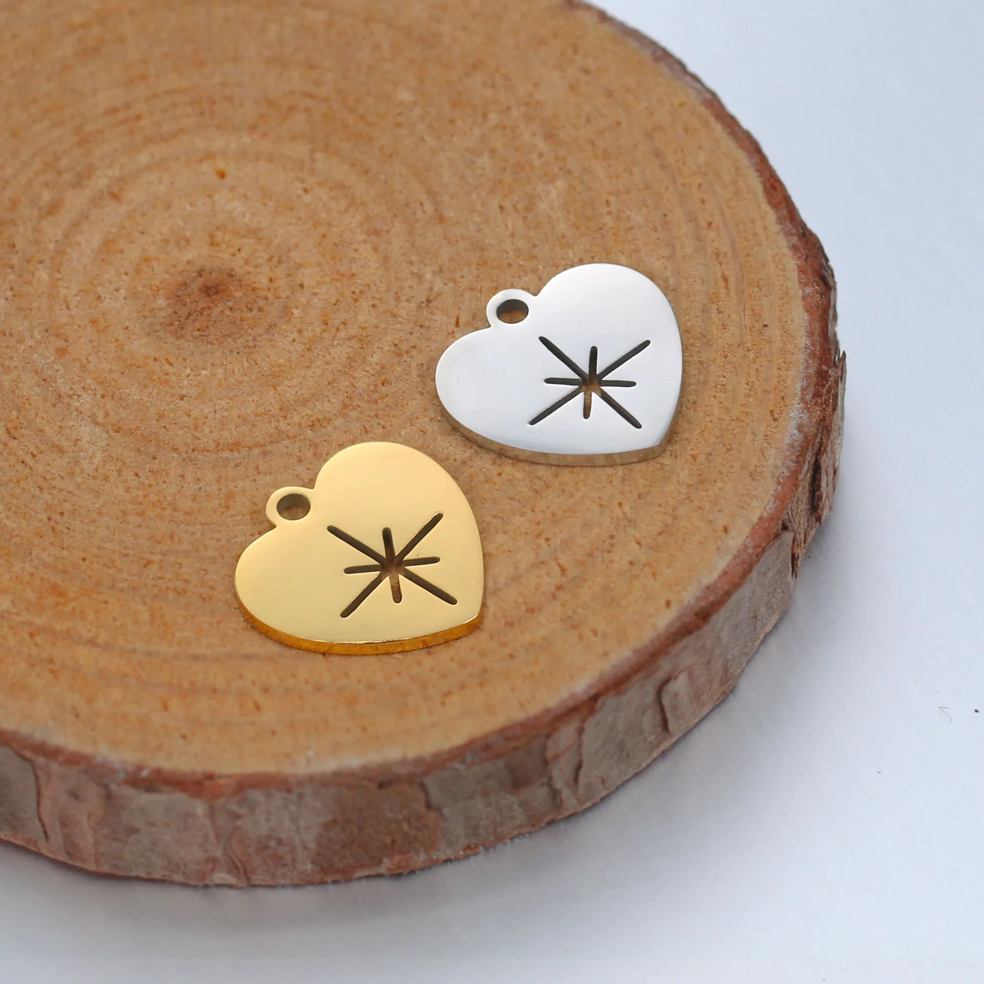 10 шт. зеркальная полированная нержавеющая сталь 12x13 мм персиковый кулон в форме