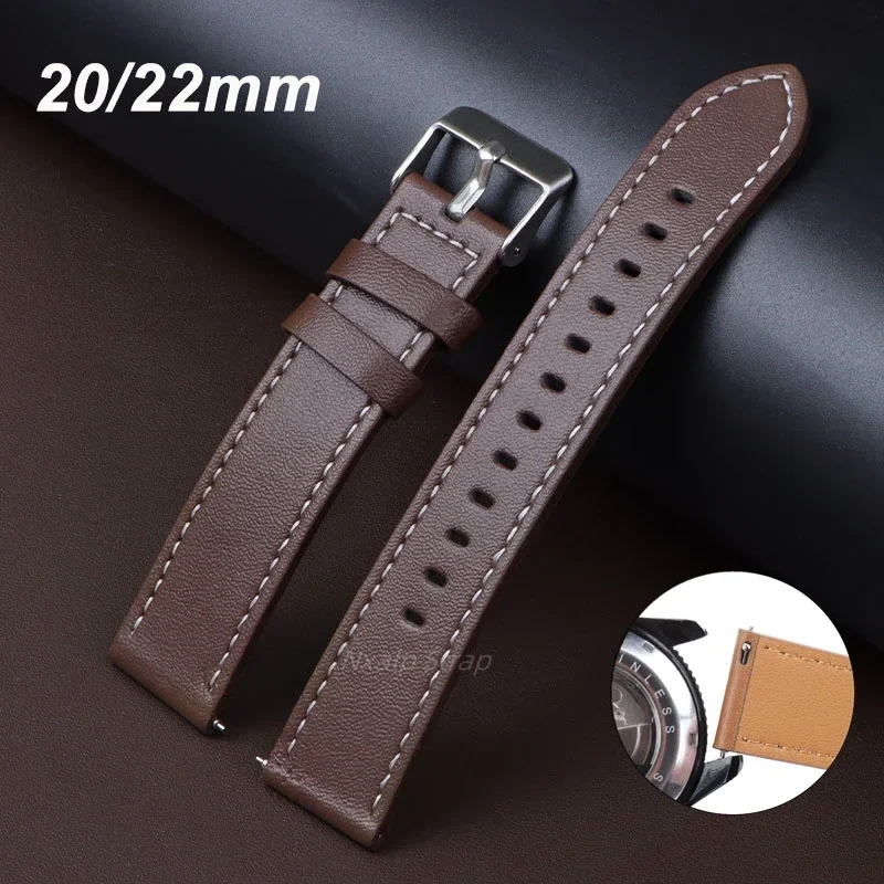 Кожаный ремешок для часов Quick Release 20 мм 22 Универсальный Seiko Omega Браслет Huawei Watch GT5 GT4