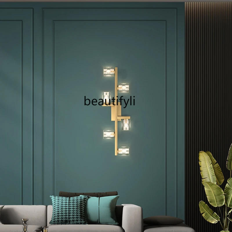 

LBX медный Хрустальный настенный светильник, роскошный светильник для гостиной, фона телевизора, декоративный светильник для коридора, спал...