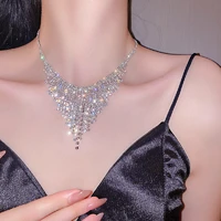 european fashion grandeur personality trendy spring diamond tassel necklace ins design sense necklace womens gift for wedding
