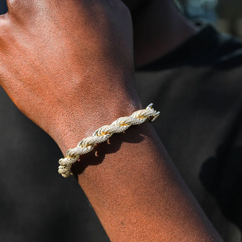 Ожерелье с пряжкой D &amp Z мужское плетеная цепочка 8 мм фианитами в стиле хип-хоп