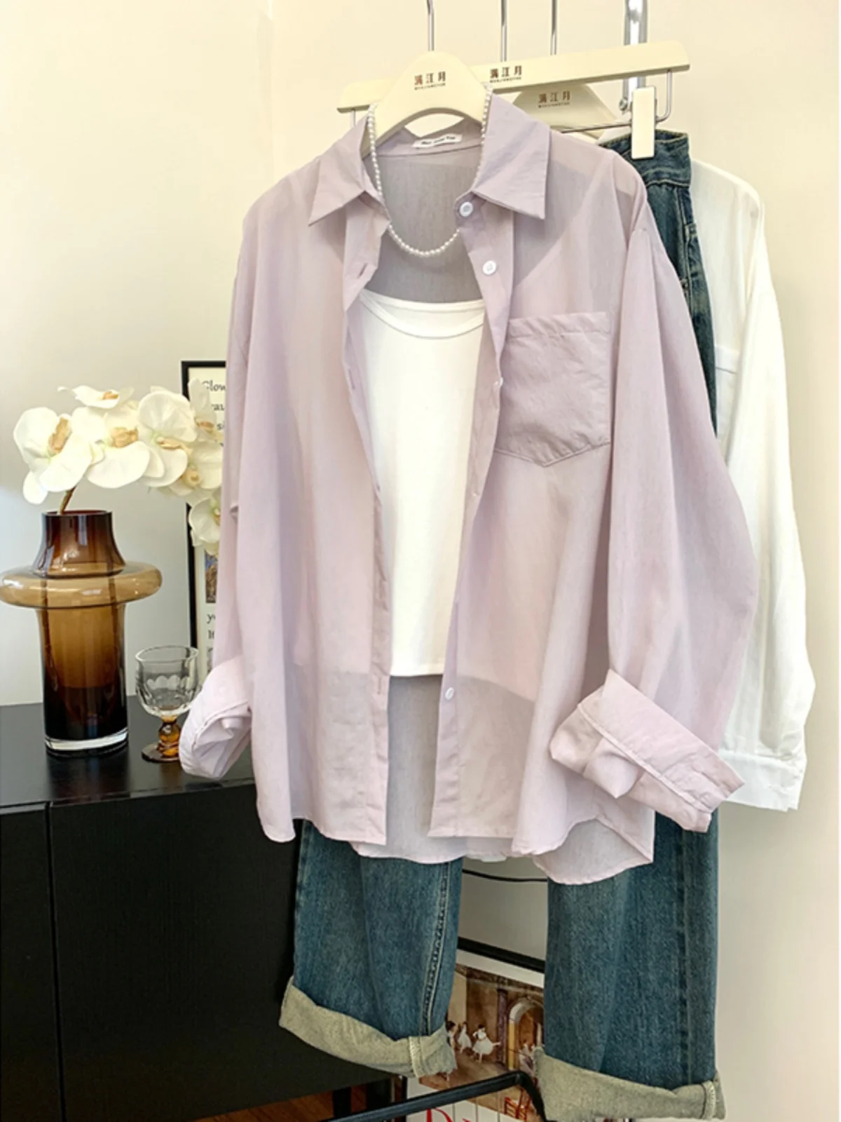 Нет. Женская одежда летняя рубашка в Корейском стиле с длинным рукавом и защитой