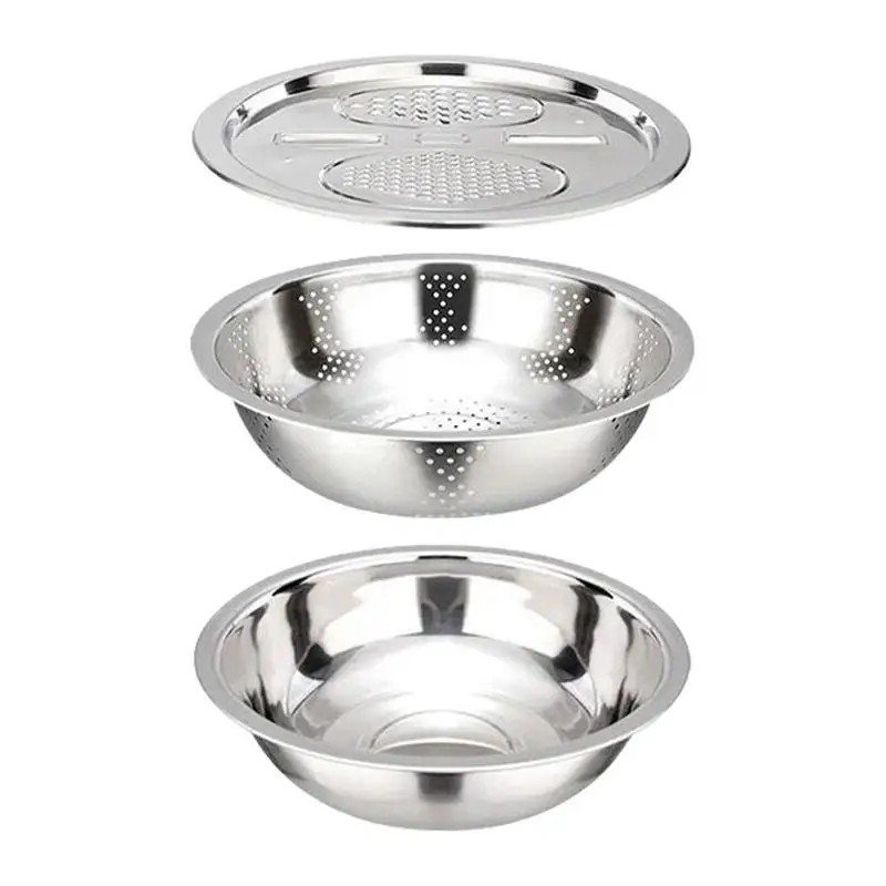 

Stainless Steel Colander Basin Household Graters Containers Set Colanders Home Utility Gadgets For Carrot White Radish Potatoes