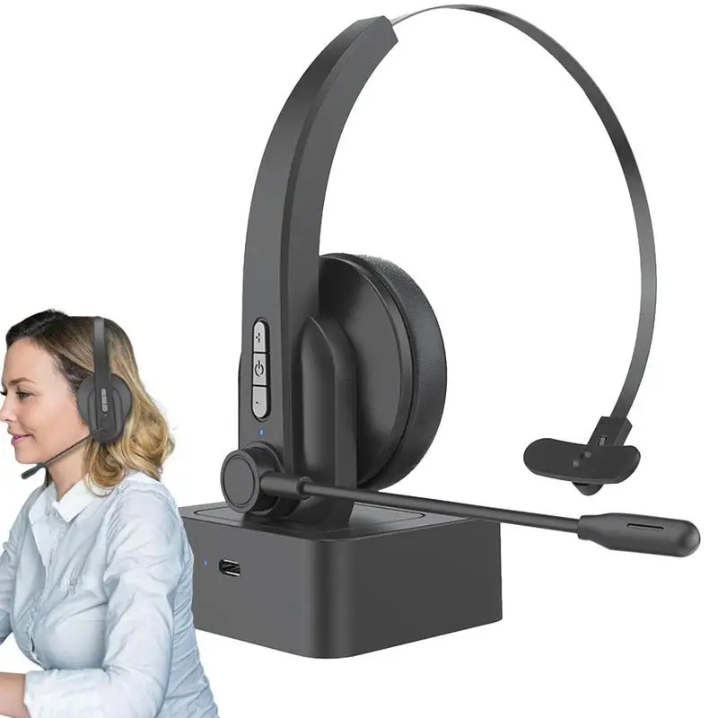 

Customer Service Headset Wearing Headset 5.0 Wireless Noise Cancelling Headphones For Truck Driver Call Center Office