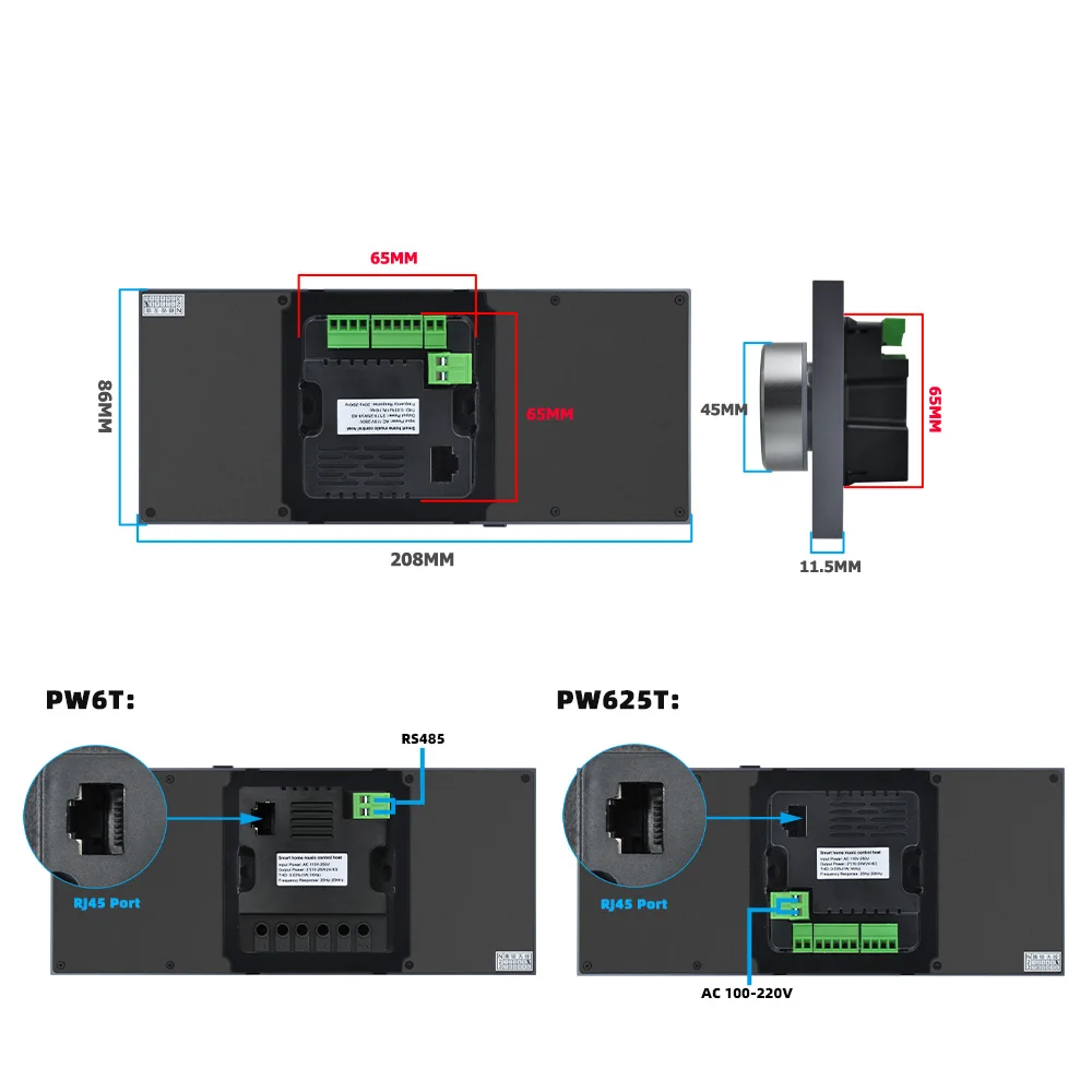 T 6-calowy ekran dotykowy WiFi Android Wielokieszeniowy wzmacniacz ścienny audio z inteligentnym panelem sterowania automatyki domowej
