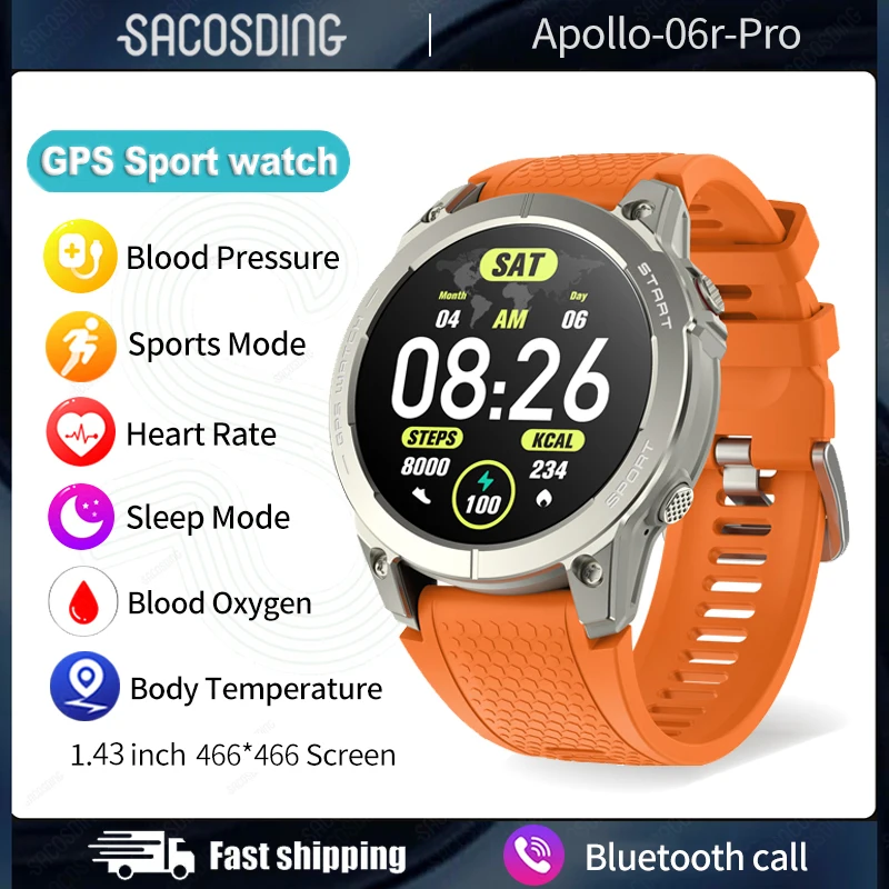 

2023 New GPS Smart Watch Men Bluetooth Call Smartwatch Fitness Clock Heart Rate Blood Oxygen Health Watch For Xiaomi Huawei IP68