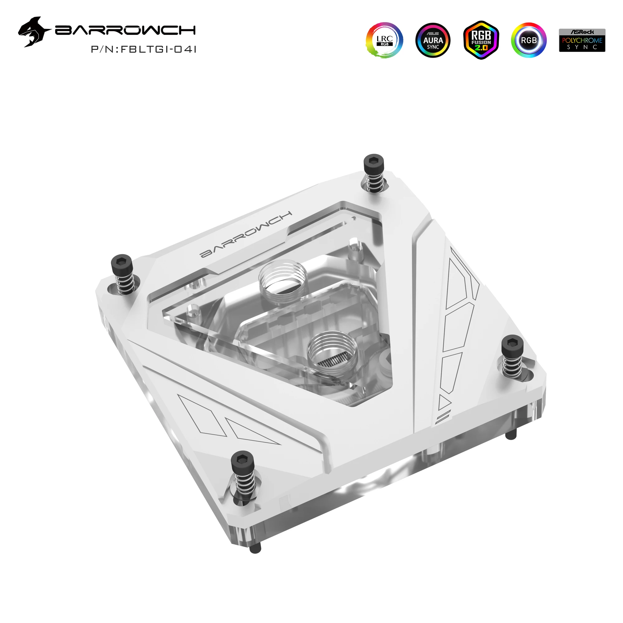 Фото Водяной блок для процессора BARROWCH для платформ Intel LGA 115X/X99/X299/1700/1200, белый, черный, FBLTGI-04I №2