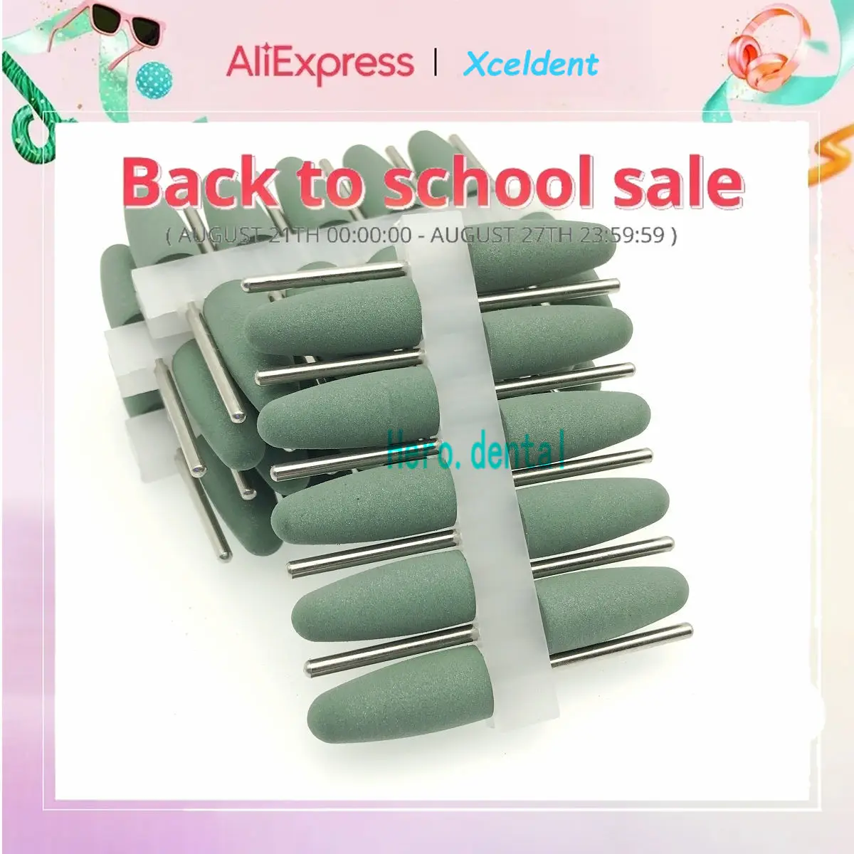 

2.35mm Dental Silicone Rubber Resin Base Hidden Denture Polishing Burs green