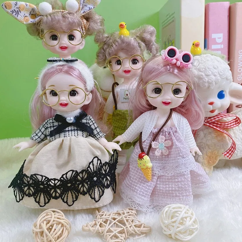 

Cute 1/8 3D eye bjd doll 17cm dolls for girls Toy with Clothes Toys accessories