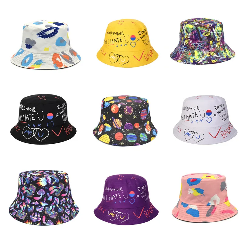 

Шапка рыбака Складная для мужчин и женщин, шляпа с принтом в виде граффити, с цветами и черепом, летняя