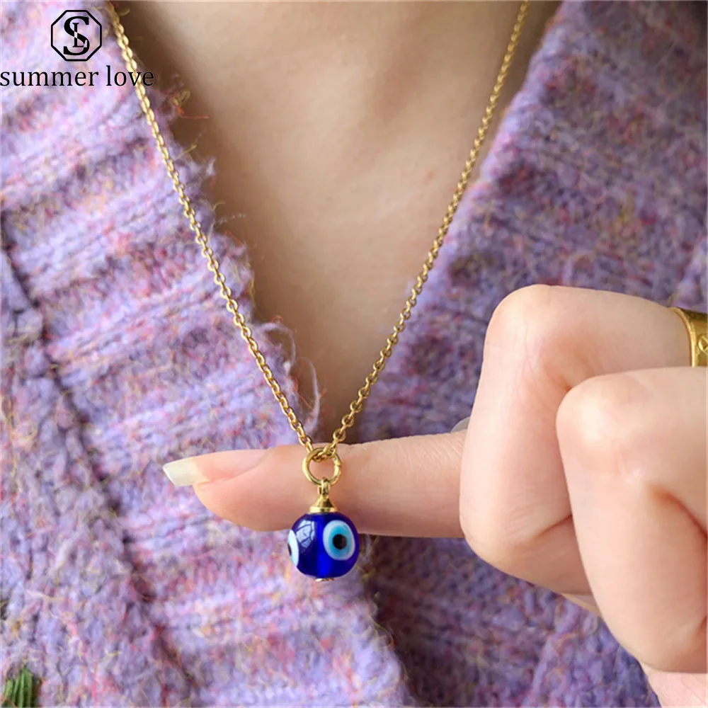 

Lucky Amulet Multi Faced Eye Evil Pendant Necklace Gold Silver Color Stainless Steel Necklace for Women Nazar Protection Jewelry