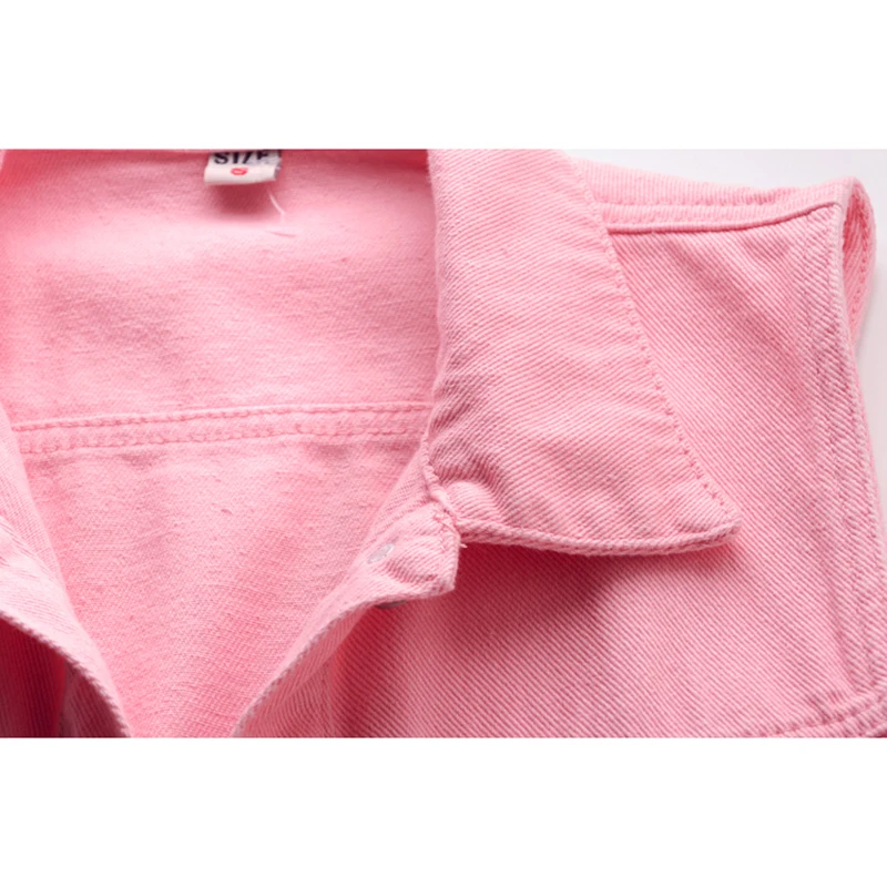 Весна-лето розовый джинсовый жилет женский тонкий короткий большой карман