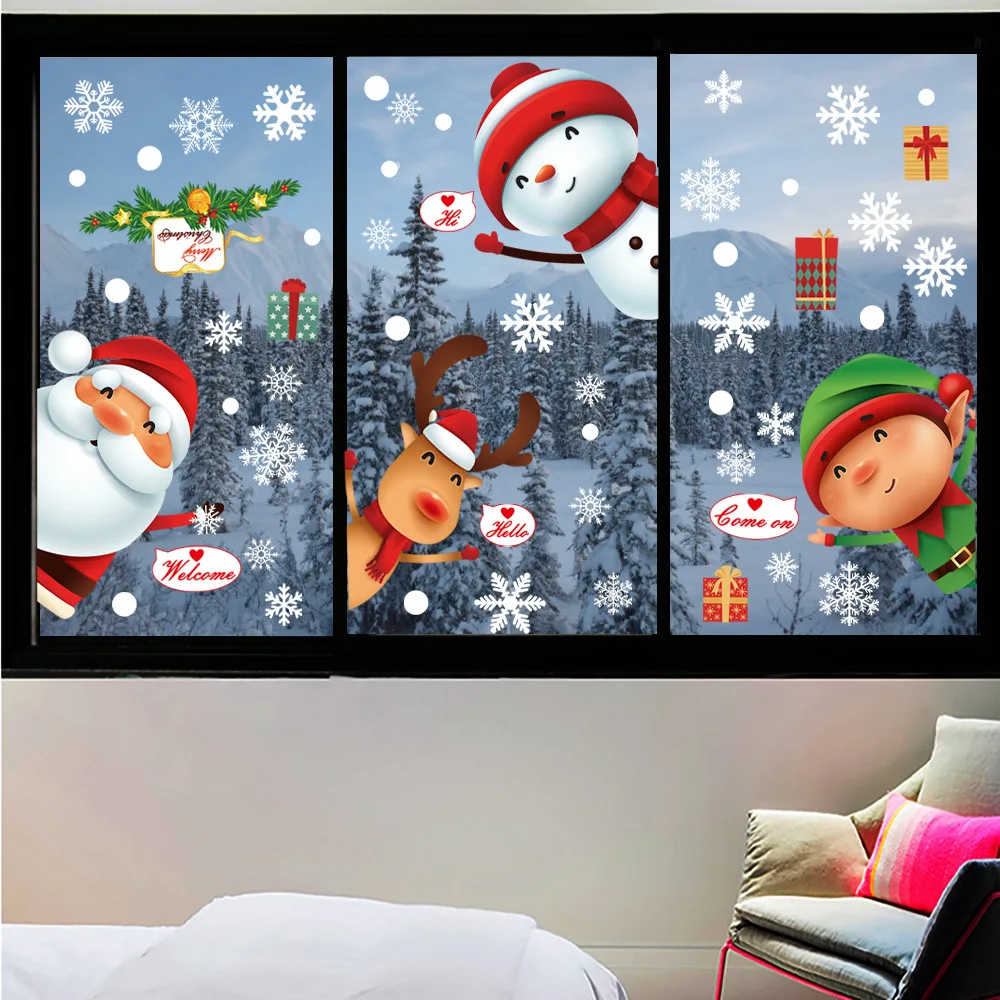 

6/4/2pcs 25x35cm Christmas Wall windows sticker DIY Store Home door decoration house school shopping mall for all flat location