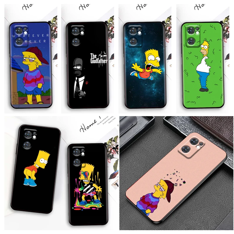 

Anime Simpsons Lisa Bart Phone Case For OPPO Reno8 7 6 5 4 2 Z Lite Pro Plus SE 4G 5G Black Soft Fundas Silicone Cover Capa
