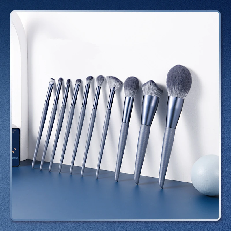 UEE Pro MakeUp Brush Set Grey-Blue Brochas Maquillaje Synthetic-Hair Cosmetic Powder Foundation Blush Lipsticks 14pcs Brushes